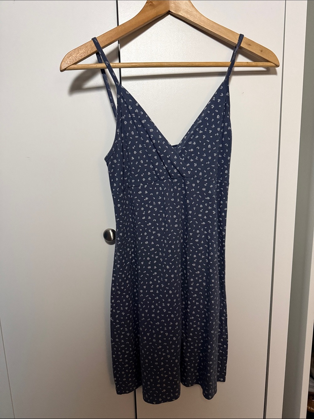 Brandy Melville Navy Slip Midi Dress with White Floral Print